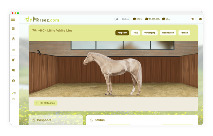 Quarterhorse die op stal staat op online paardengame My Horsez